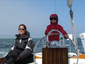 Stephanie and Gavin at the helm